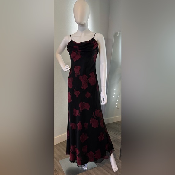 Betsy & Adam Dresses & Skirts - Betsy & Adam Whimsigoth Floral Cowl Neck Maxi Dress 90s VTG